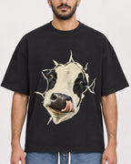Mockup Boxy Heavyweight Tee Black male close-up 07