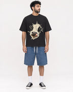 Mockup Boxy Heavyweight Tee Black male full-body 07
