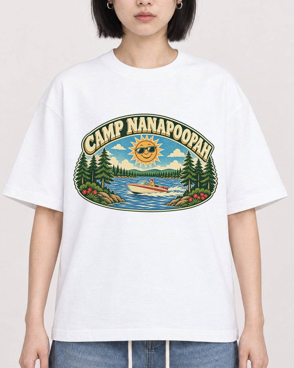 Mockup Boxy Heavyweight Tee White female close-up 11