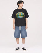 Mockup Boxy Heavyweight Tee Black male full-body 11
