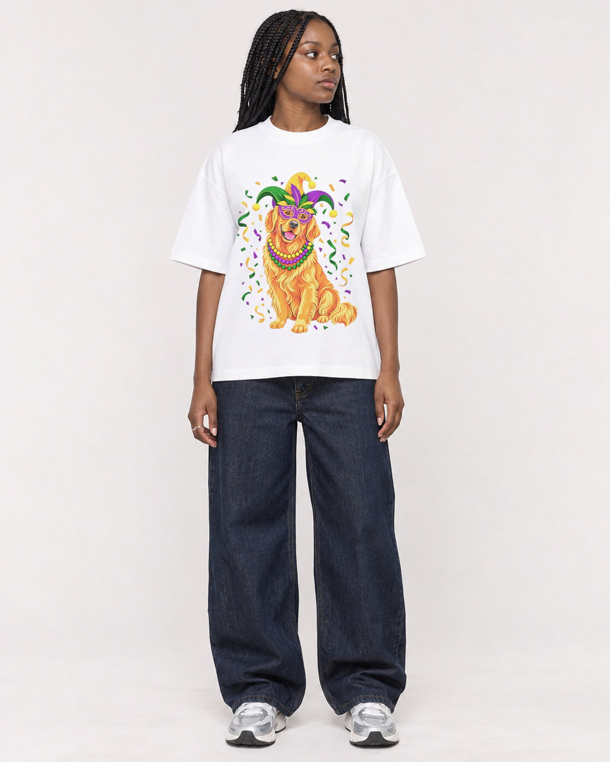 Mockup Boxy Heavyweight Tee White female full-body 04