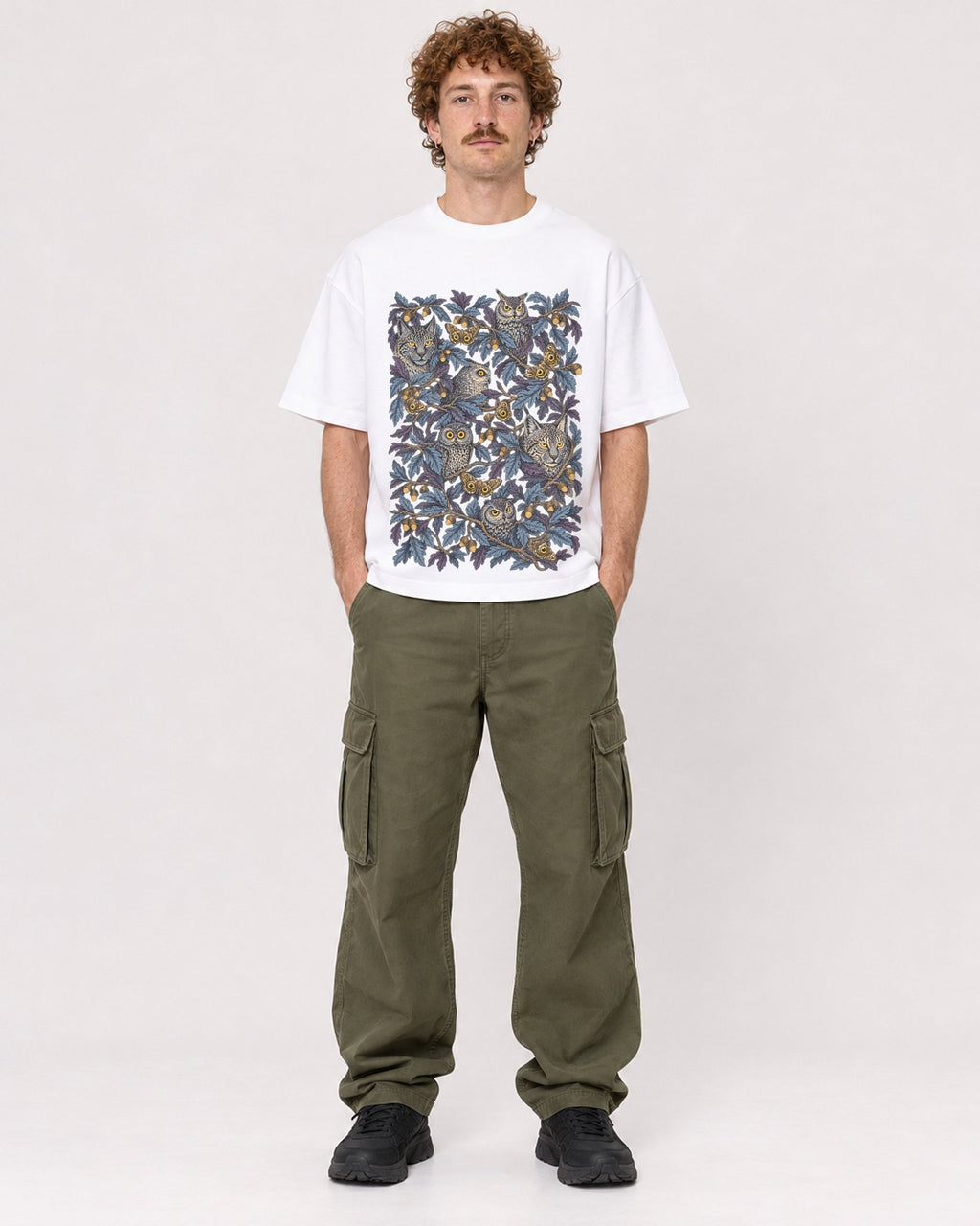 Mockup Boxy Heavyweight Tee White male full-body 09