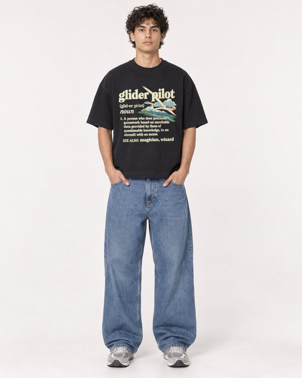 Mockup Boxy Heavyweight Tee Black male full-body 26