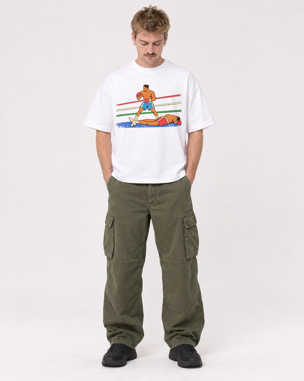 Mockup Boxy Heavyweight Tee White male full-body 19