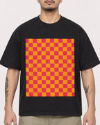 Mockup Boxy Heavyweight Tee Black male close-up 12