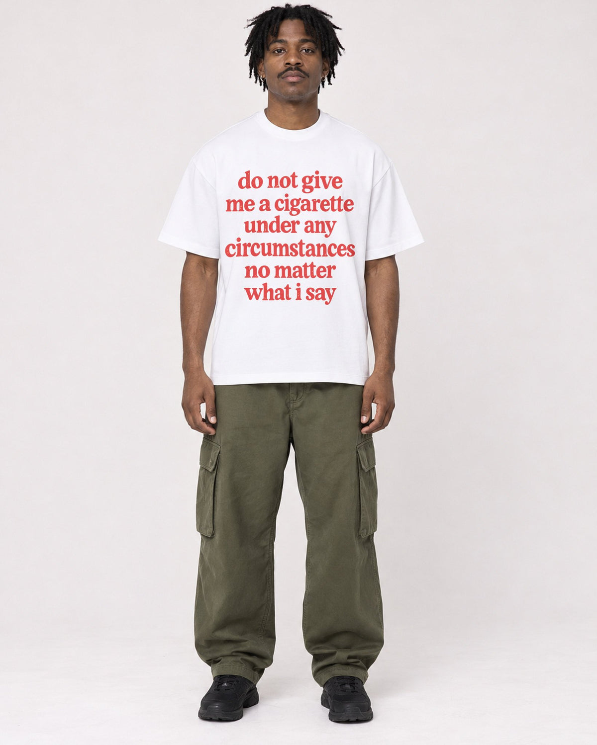 Mockup Boxy Heavyweight Tee White male full-body 04