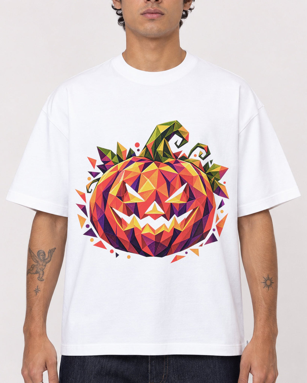 Mockup Boxy Heavyweight Tee White male close-up 06