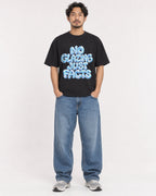 Mockup Boxy Heavyweight Tee Black male full-body 02