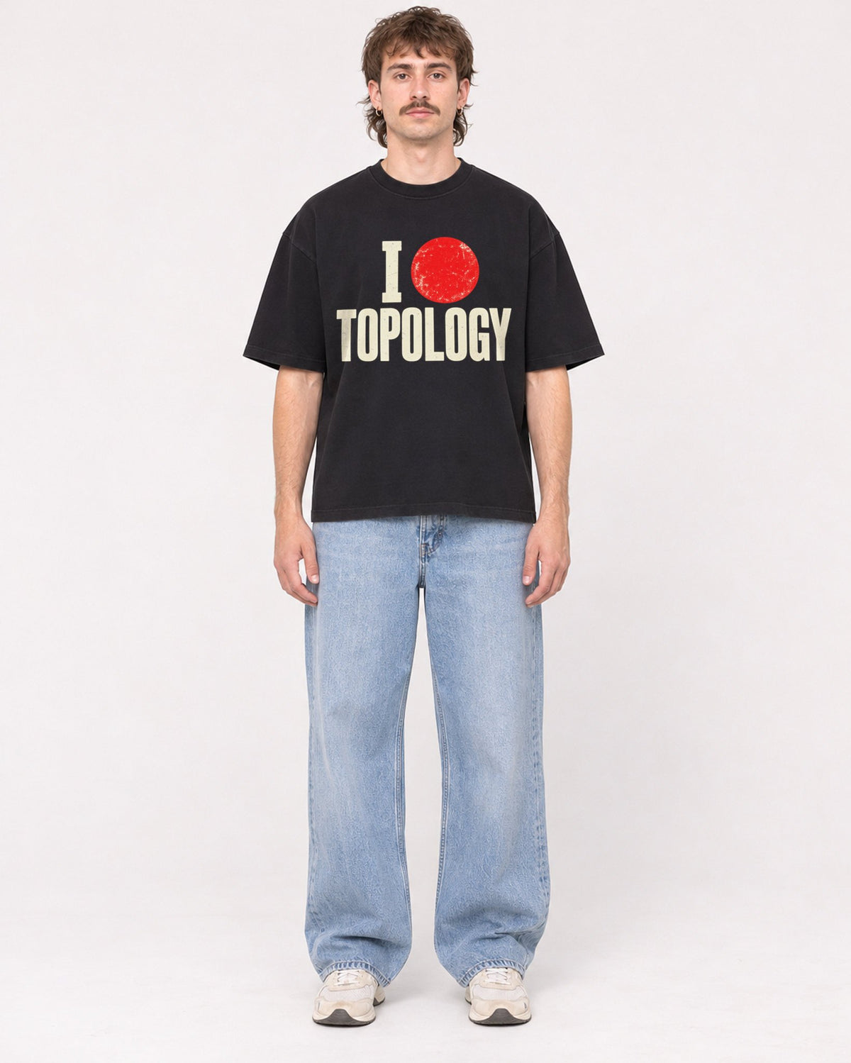 Mockup Boxy Heavyweight Tee Black male full-body 29