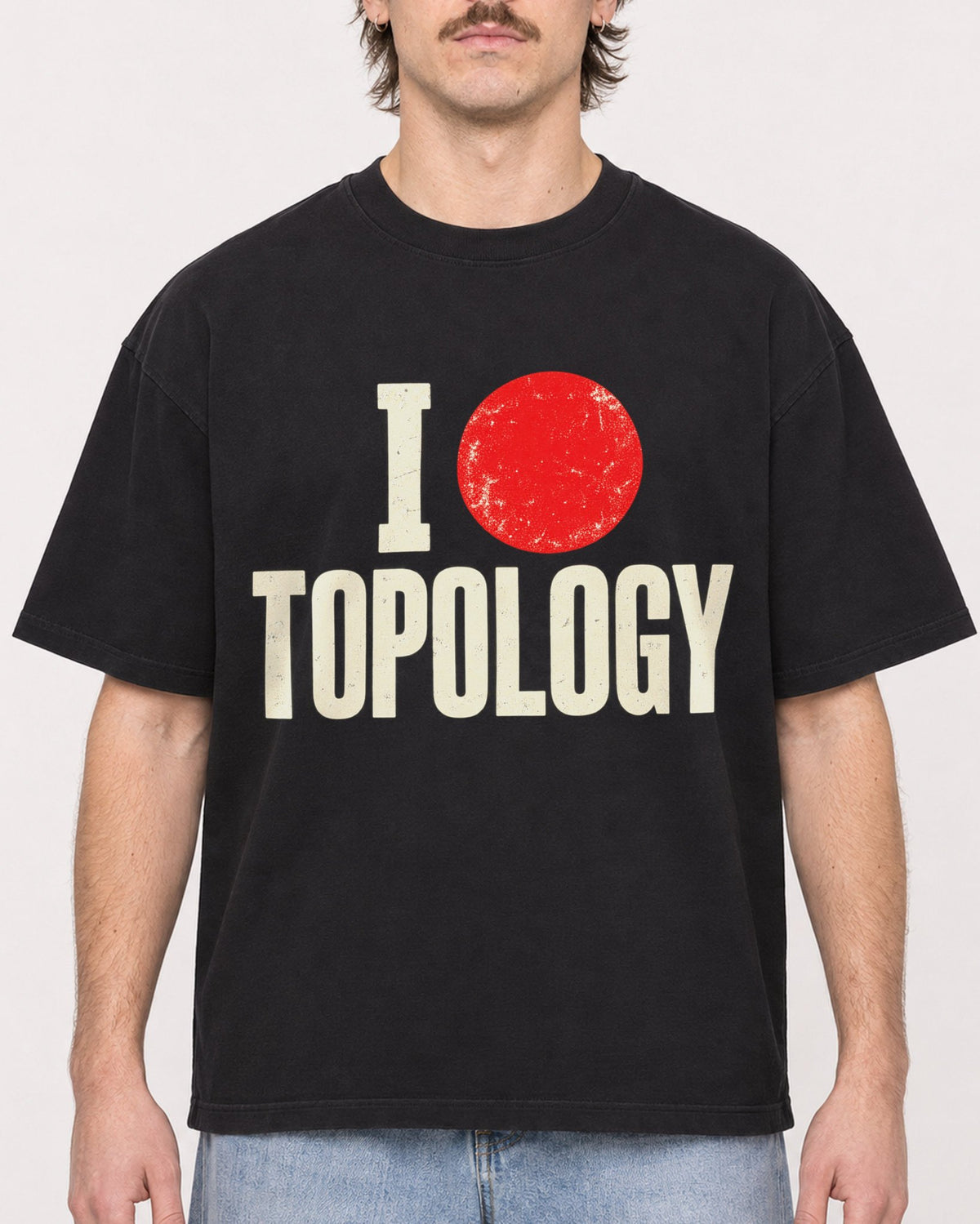 Mockup Boxy Heavyweight Tee Black male close-up 29