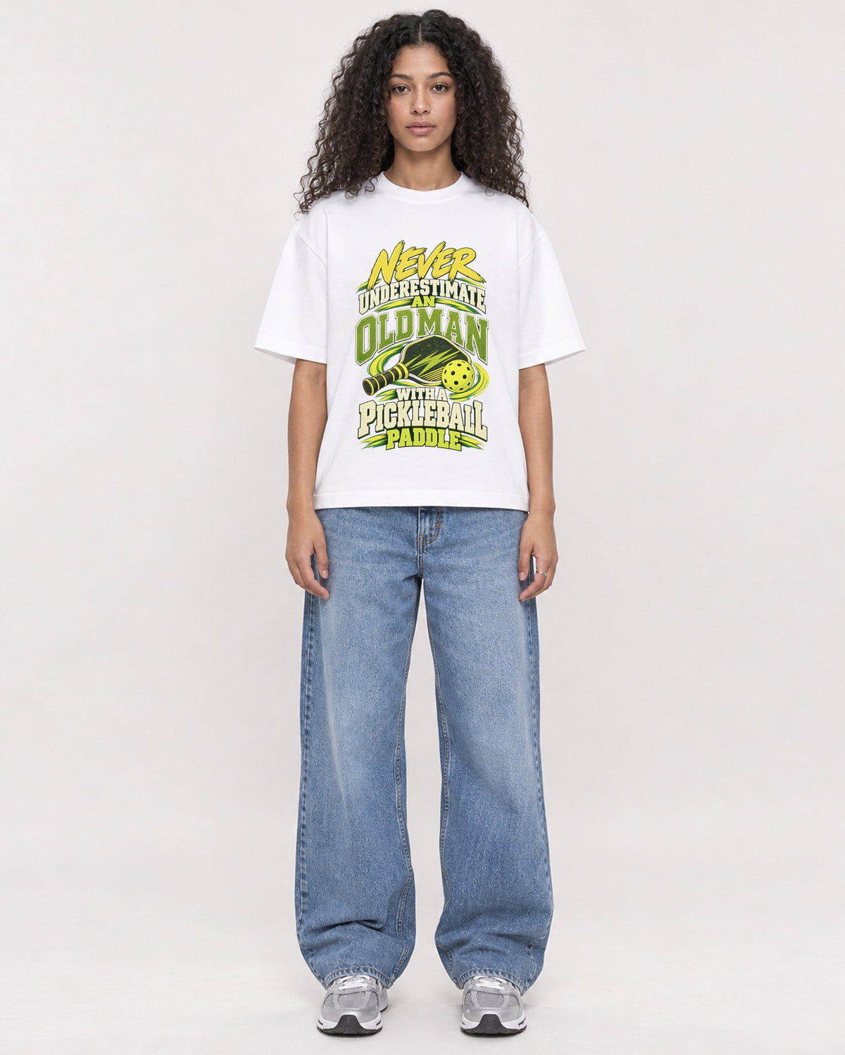 Mockup Boxy Heavyweight Tee White female full-body 10