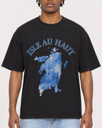 Mockup Boxy Heavyweight Tee Black male close-up 05