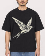 Mockup Boxy Heavyweight Tee Black male close-up 02