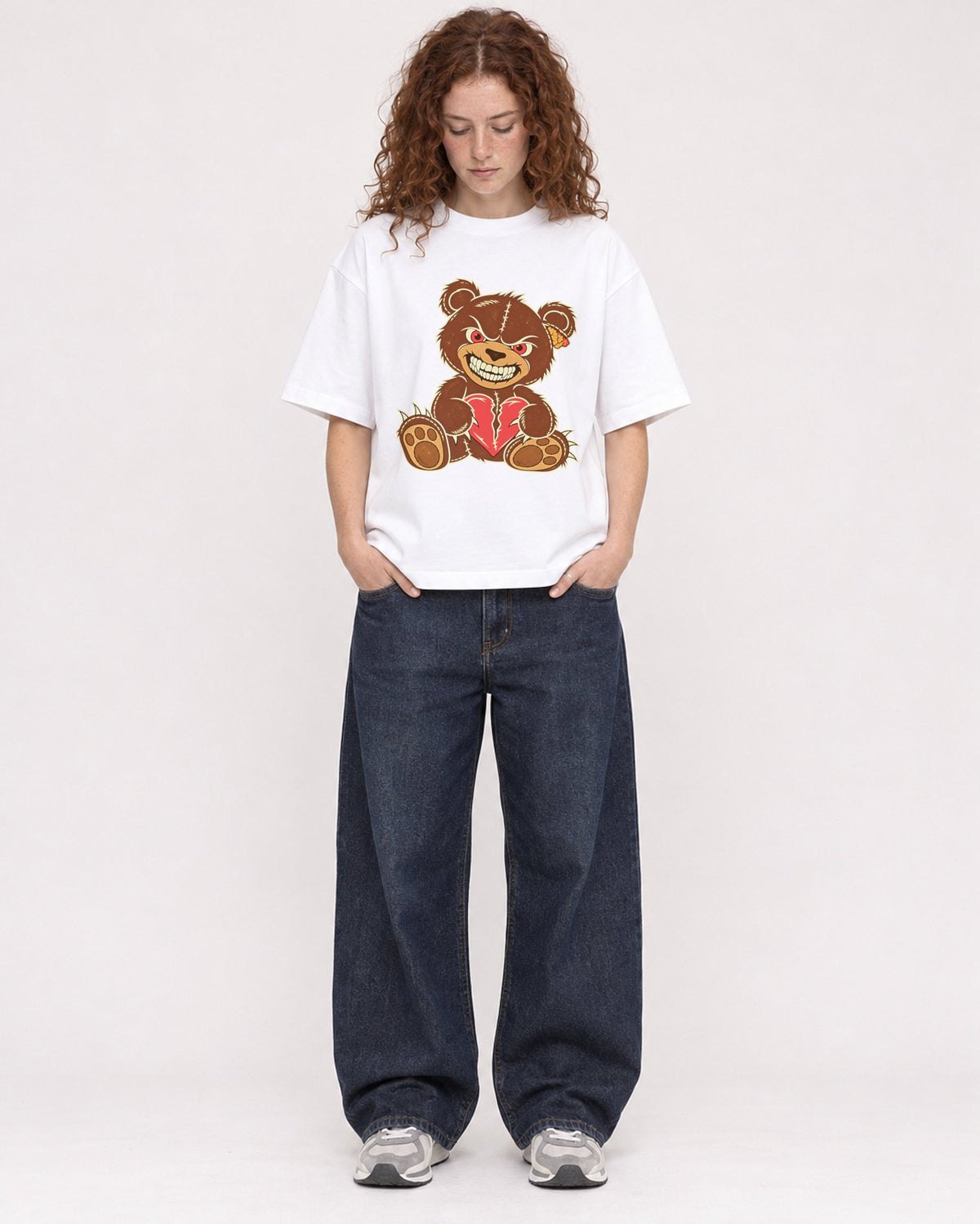 Mockup Boxy Heavyweight Tee White female full-body 09