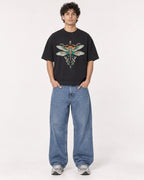 Mockup Boxy Heavyweight Tee Black male full-body 26