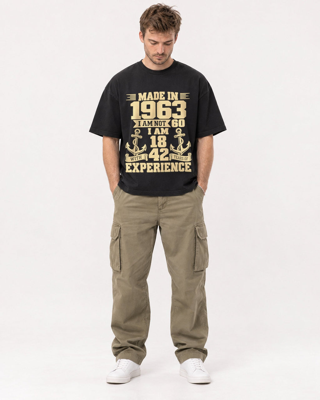 Mockup Boxy Heavyweight Tee Black male full-body 08