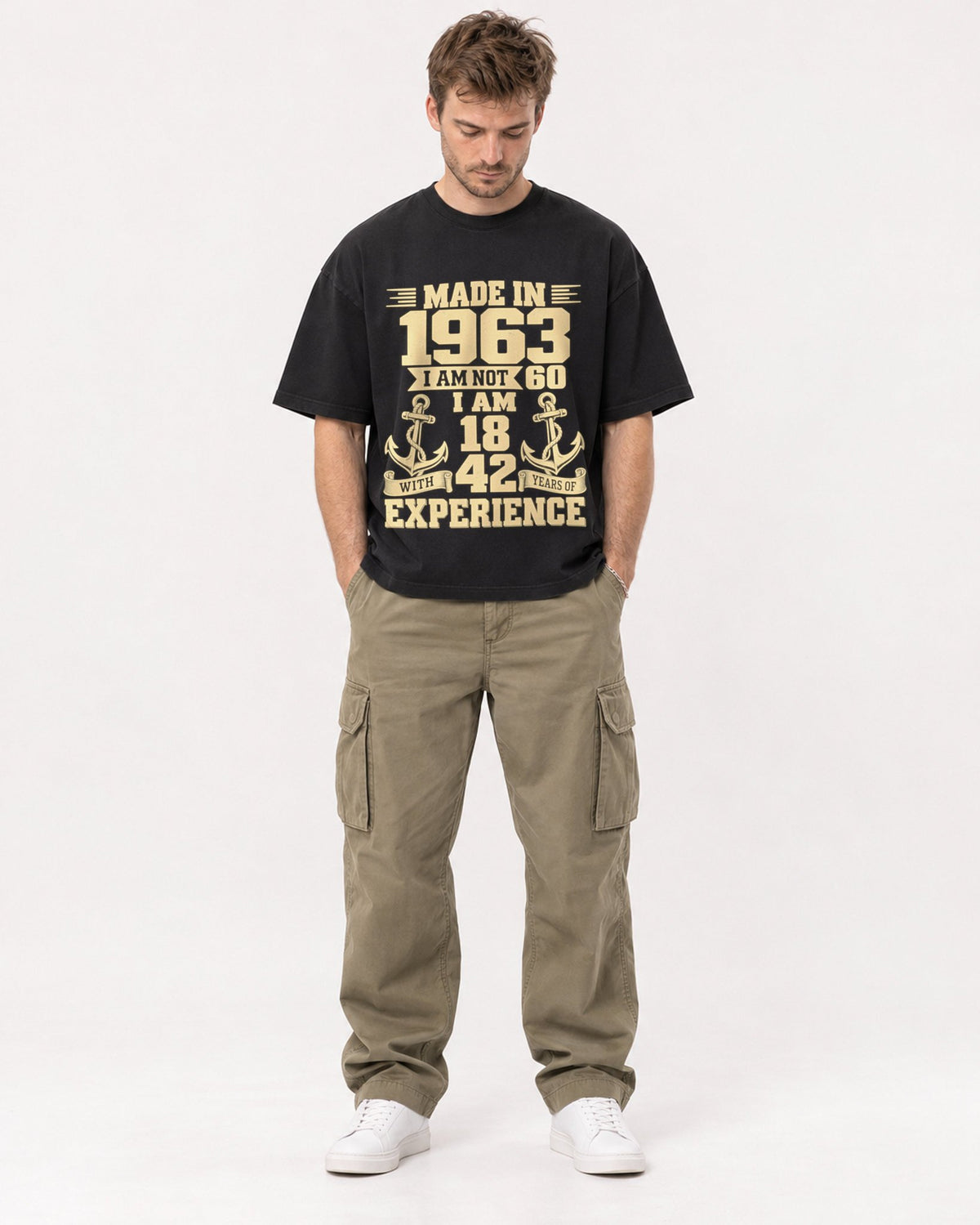 Mockup Boxy Heavyweight Tee Black male full-body 08