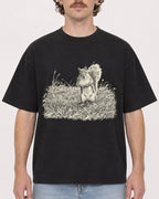 Mockup Boxy Heavyweight Tee Black male close-up 09