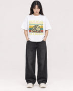 Mockup Boxy Heavyweight Tee White female full-body 13