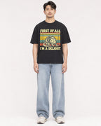 Mockup Boxy Heavyweight Tee Black male full-body 13