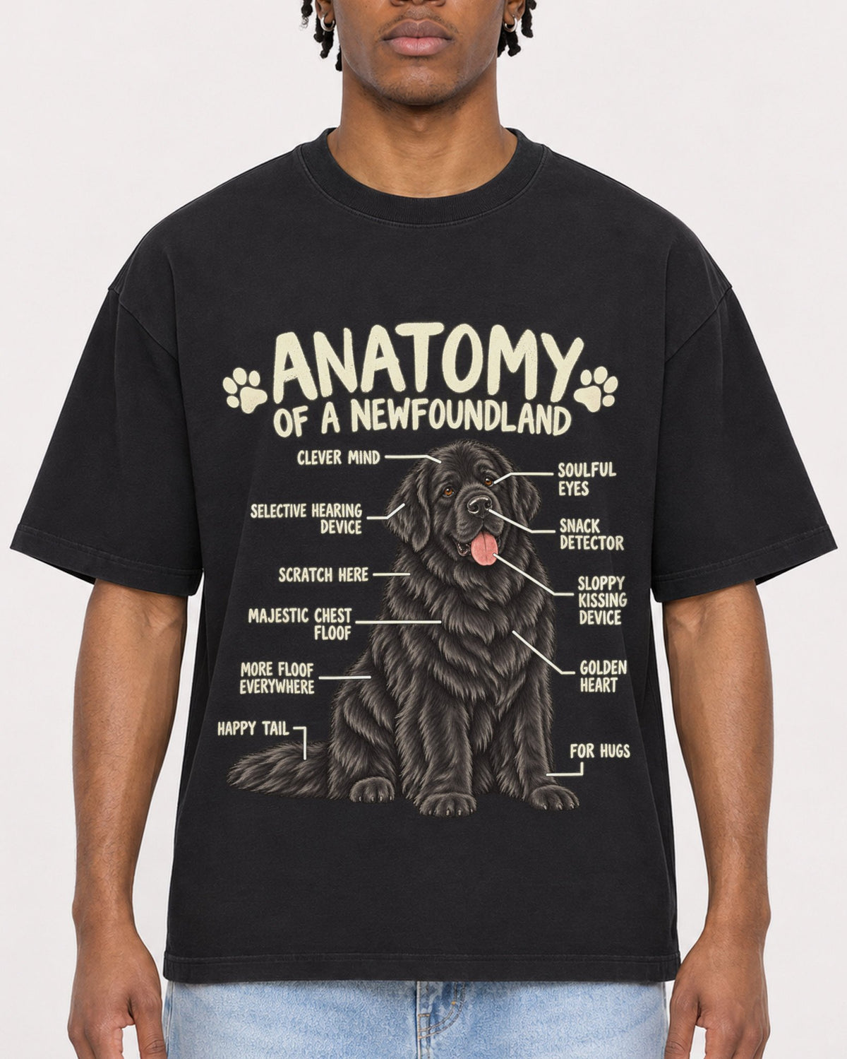 Mockup Boxy Heavyweight Tee Black male close-up 05