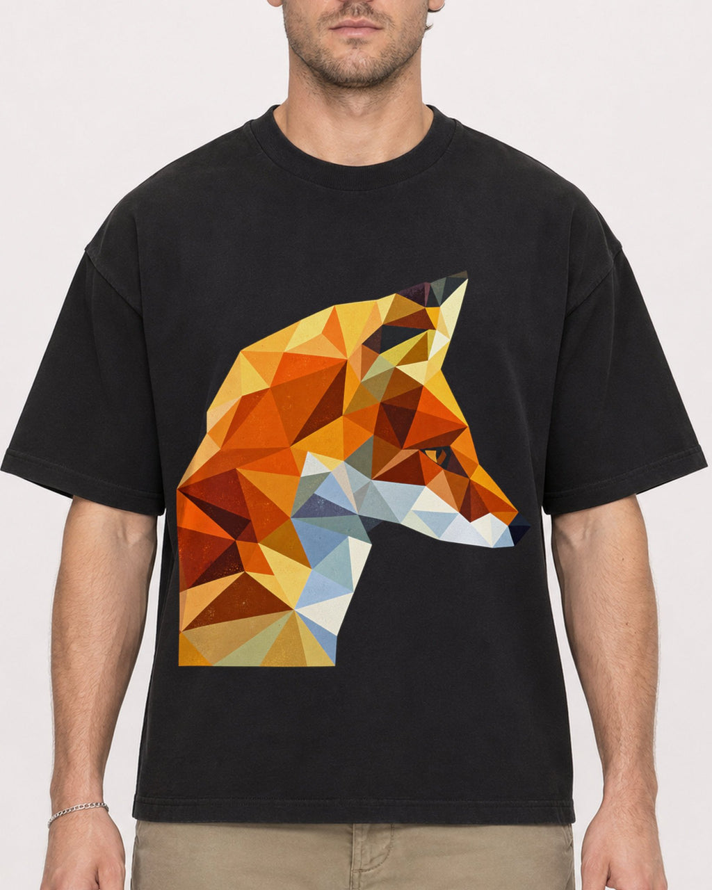 Mockup Boxy Heavyweight Tee Black male close-up 08