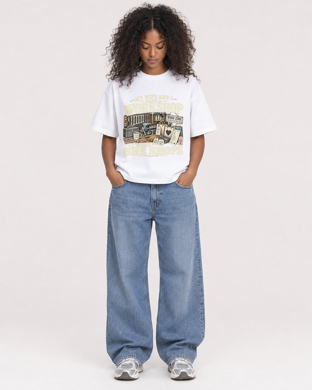 Mockup Boxy Heavyweight Tee White female full-body 05
