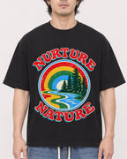 Mockup Boxy Heavyweight Tee Black male close-up 03