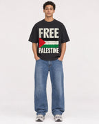Mockup Boxy Heavyweight Tee Black male full-body 10
