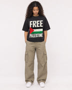 Mockup Boxy Heavyweight Tee Black female full-body 10