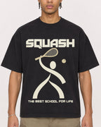 Mockup Boxy Heavyweight Tee Black male close-up 40