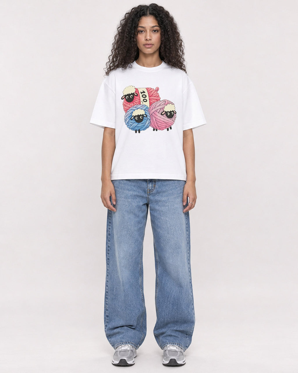 Mockup Boxy Heavyweight Tee White female full-body 10