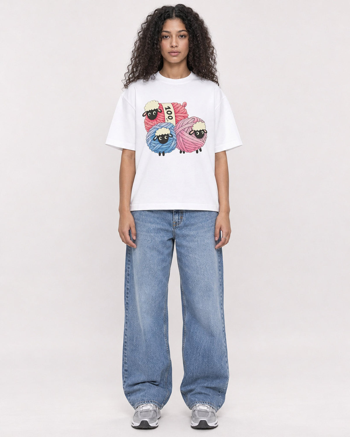 Mockup Boxy Heavyweight Tee White female full-body 10