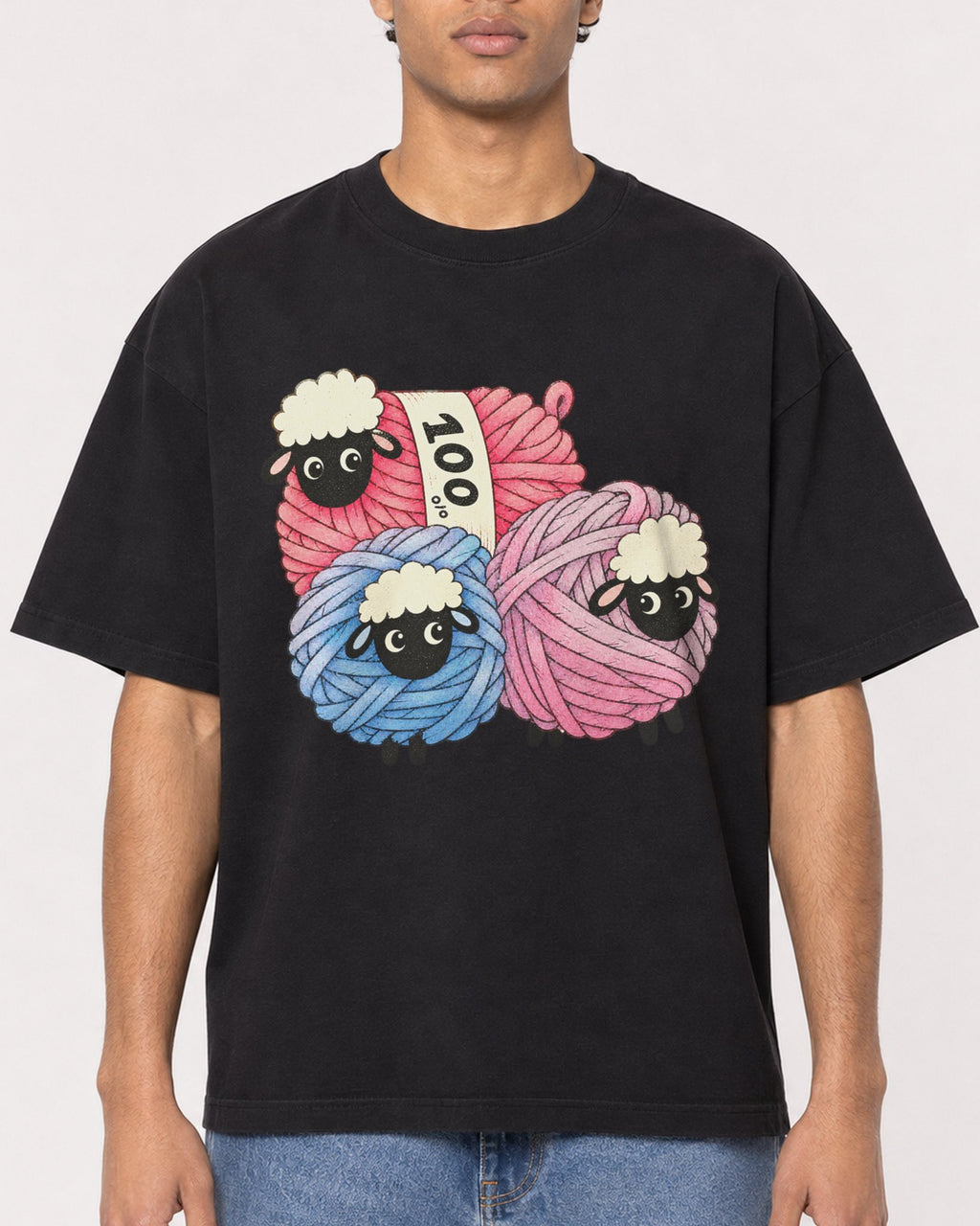 Mockup Boxy Heavyweight Tee Black male close-up 10