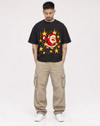 Mockup Boxy Heavyweight Tee Black male full-body 12