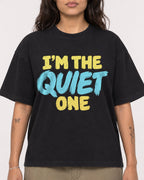 Mockup Boxy Heavyweight Tee Black female close-up 06