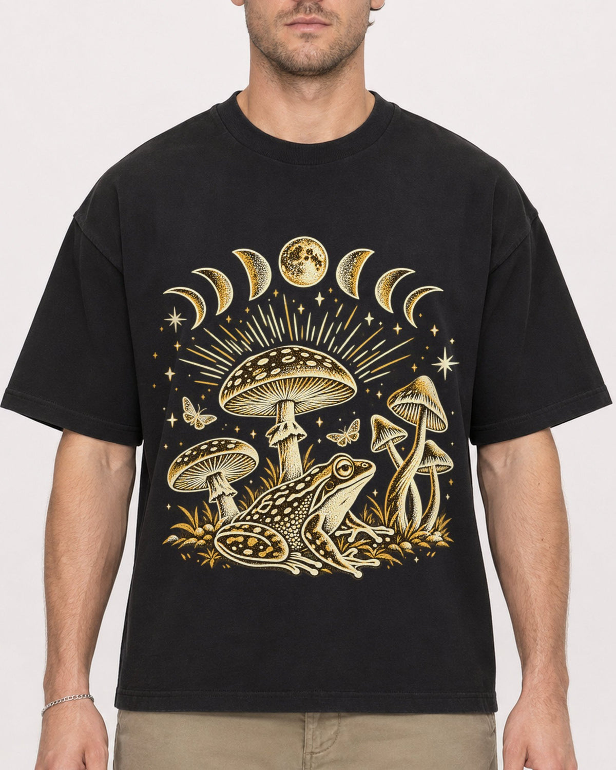Mockup Boxy Heavyweight Tee Black male close-up 08
