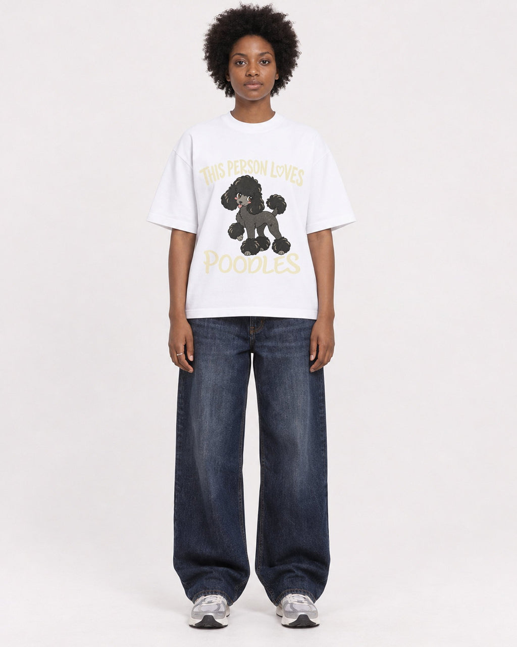 Mockup Boxy Heavyweight Tee White female full-body 14