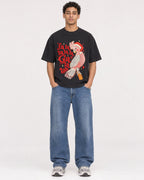 Mockup Boxy Heavyweight Tee Black male full-body 10