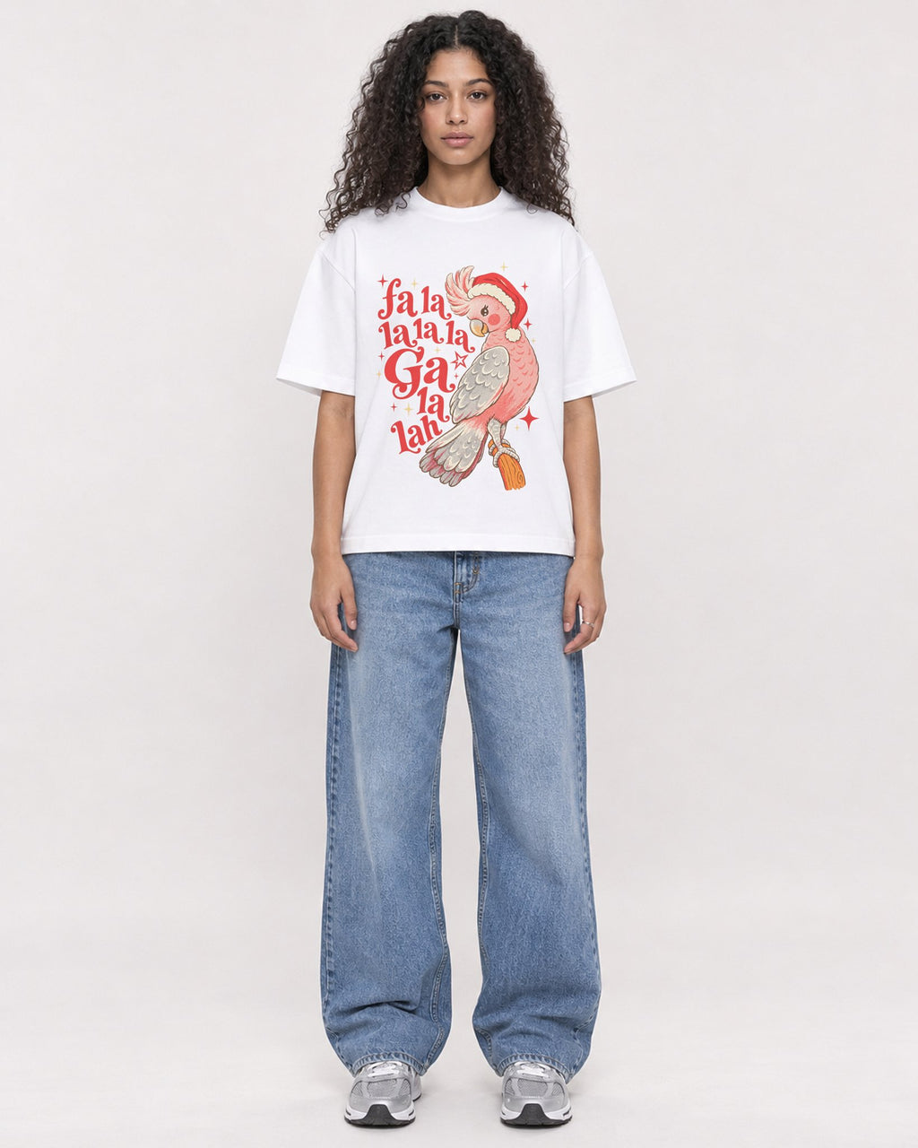 Mockup Boxy Heavyweight Tee White female full-body 10