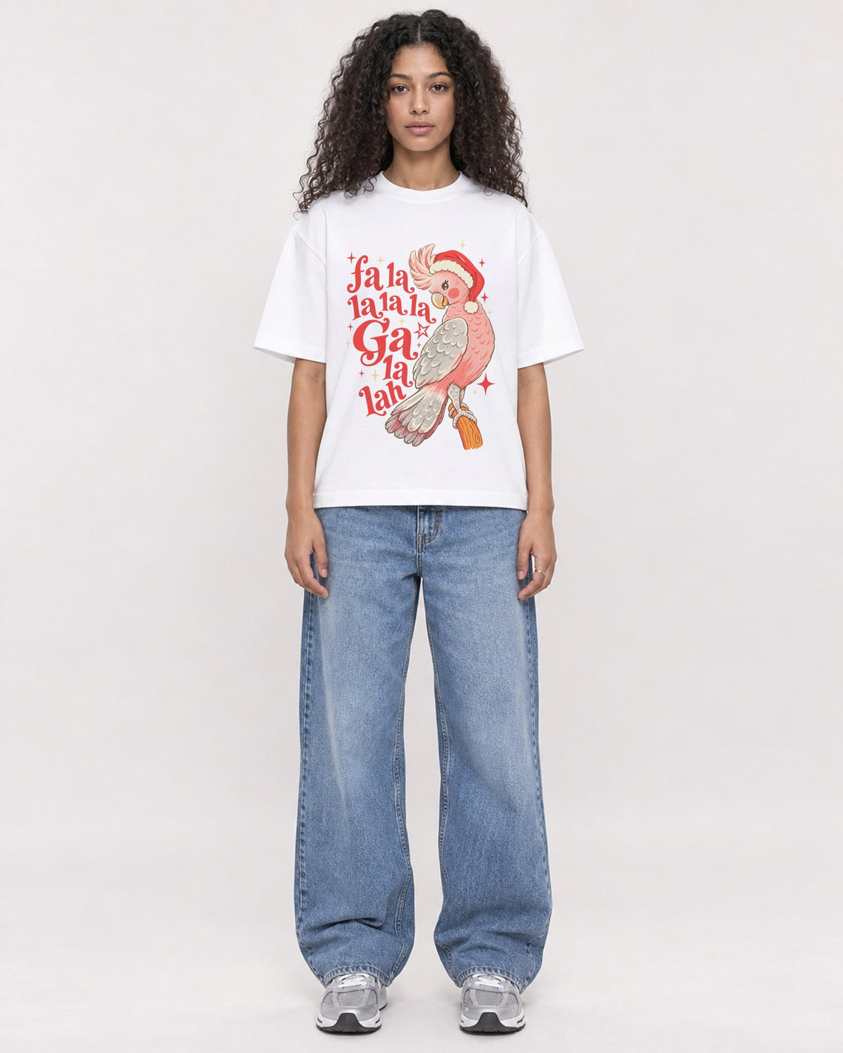 Mockup Boxy Heavyweight Tee White female full-body 10