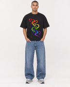 Mockup Boxy Heavyweight Tee Black male full-body 50