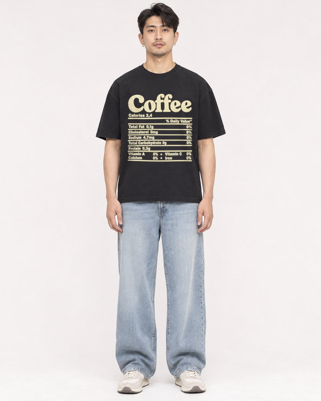 Mockup Boxy Heavyweight Tee Black male full-body 13