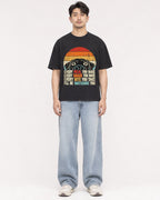 Mockup Boxy Heavyweight Tee Black male full-body 13