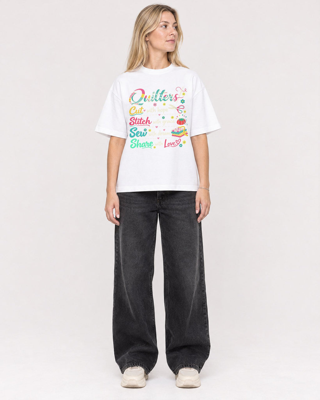 Mockup Boxy Heavyweight Tee White female full-body 08