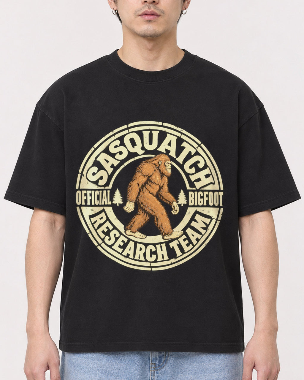Mockup Boxy Heavyweight Tee Black male close-up 13