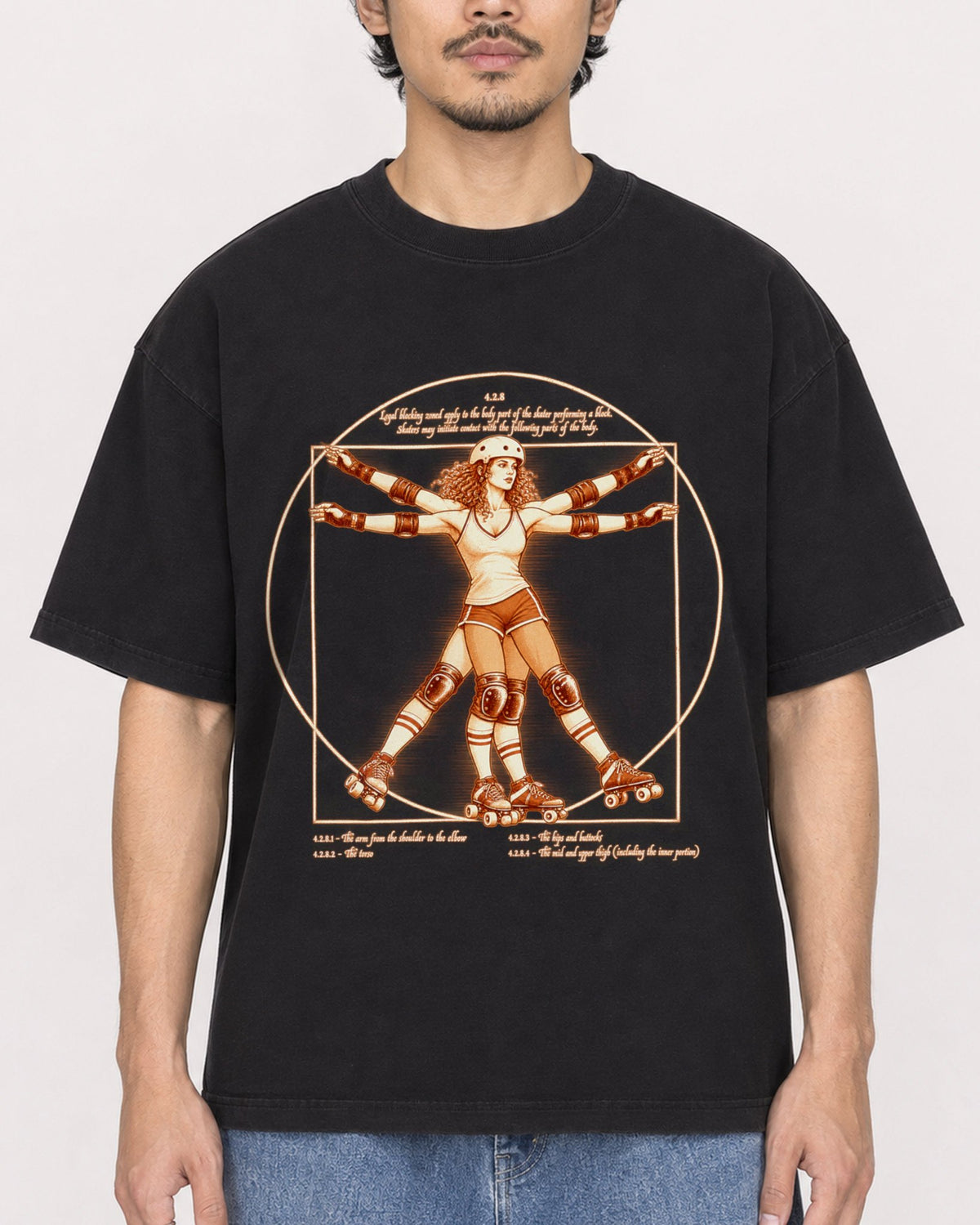 Mockup Boxy Heavyweight Tee Black male close-up 02
