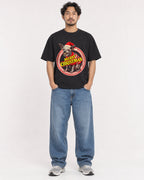 Mockup Boxy Heavyweight Tee Black male full-body 02