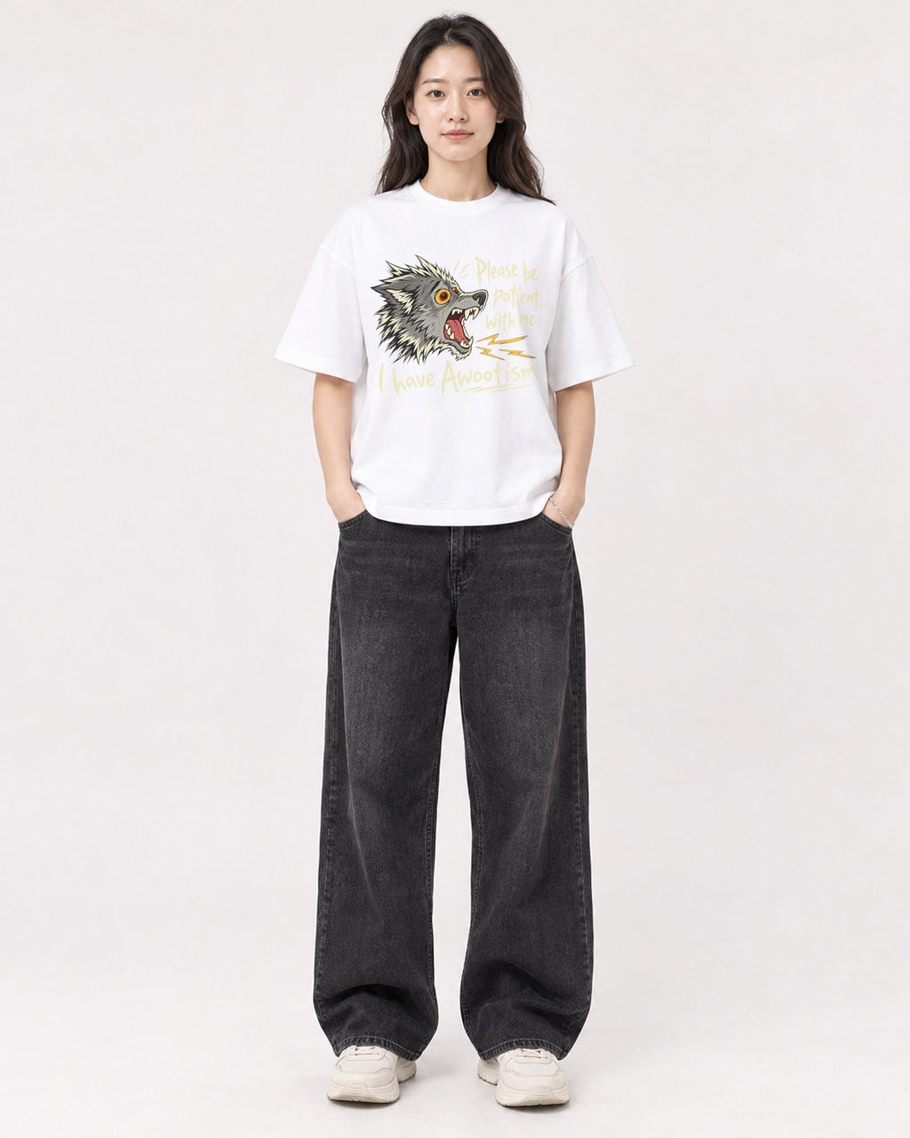 Mockup Boxy Heavyweight Tee White female full-body 03