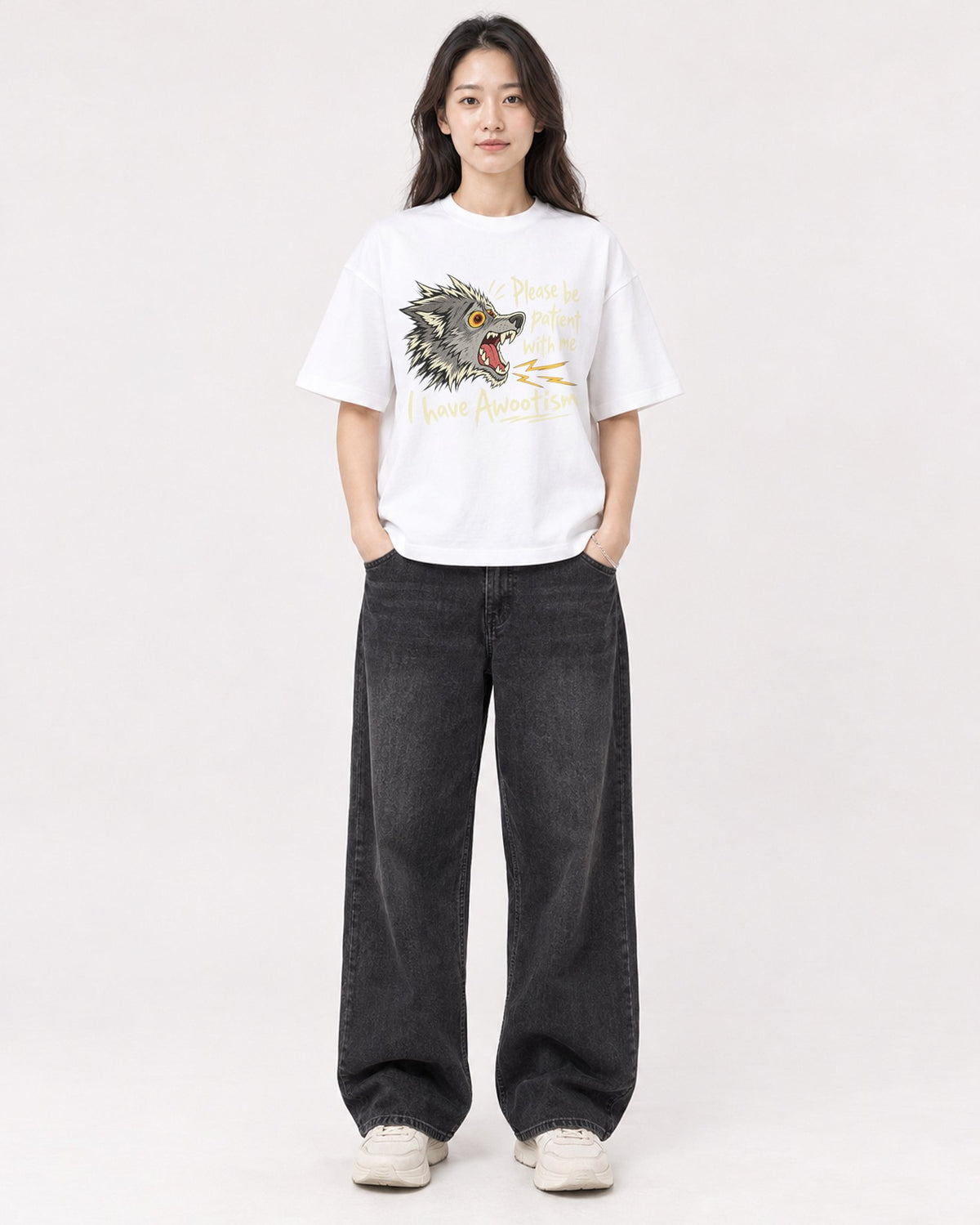 Mockup Boxy Heavyweight Tee White female full-body 03